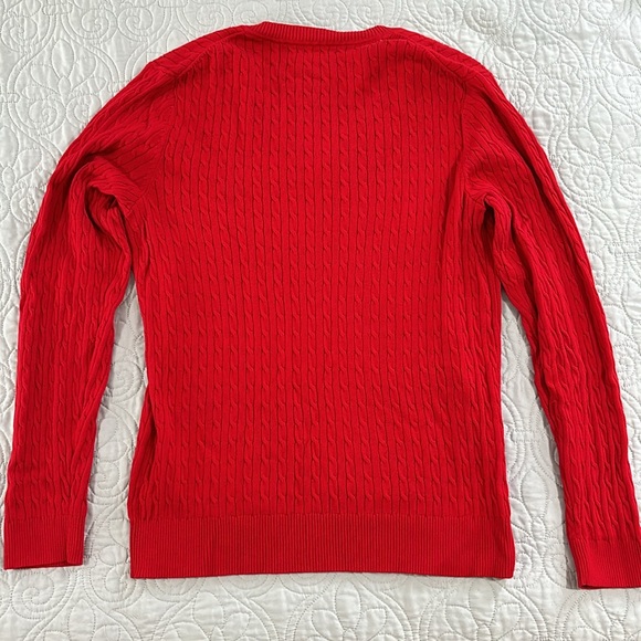 Tommy Hilfiger Cotton Cable Knit V-Neck Sweater - Picture 3 of 5